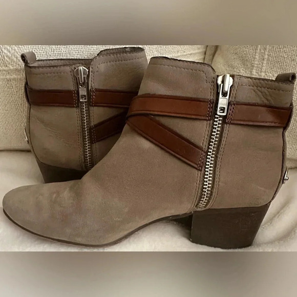 Coach Pauline Ankle Boots Gray Nubuck Leather Side Zip Women's Size 8 B - Picture 6 of 8